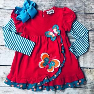 Rare Editions sz6 Butterfly Dress+Bow